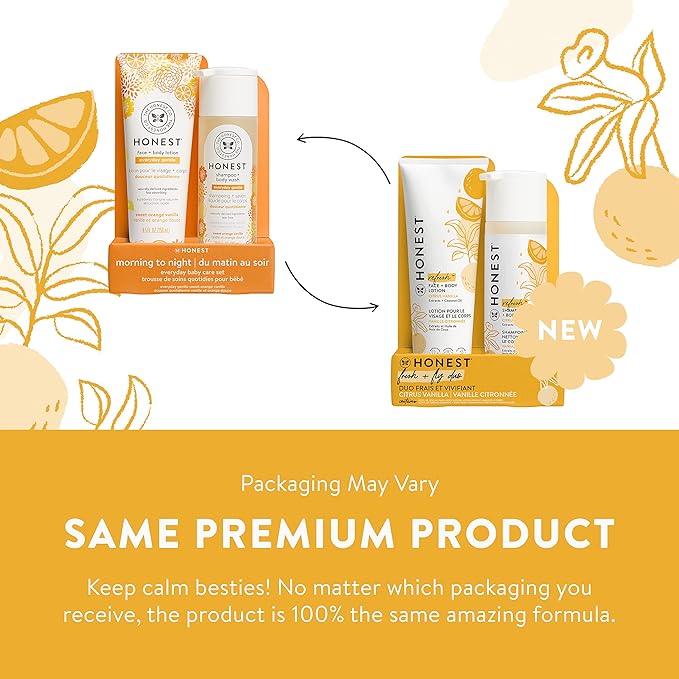 The Honest Company 2-in-1 Cleansing Shampoo + Body Wash and Face + Body Lotion Bundle | Gentle for Baby 18.5 fl