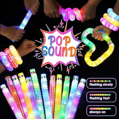 48 Pack Glow Sticks Goodie Bag Stuffers for Kids, New Year Decorations Birthday Valentines Day Gifts, Party Favors for Kids 4-8-12, Light Up Pop Tubes Glow Party Supplies Glow Bracelets Necklaces