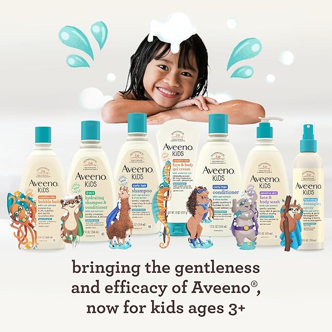 Aveeno Kids Bubble Bath, Children's Bubble Bath for Sensitive Skin with Oat Extract 19.2 fl.
