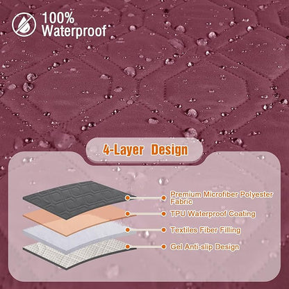 VANSOFY 100% Waterproof Recliner Chair Covers, Recliner Cover Non-Slip Dog Chair Cover Furniture Protector Washable Slipcover with Pocket, Elastic Straps for Pets, Dogs(Burgundy, 23.6")