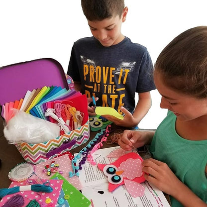 ARTIKA Owl Themed Kids Sewing Kit with Booklet, Stencil & Travel Case