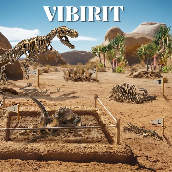 VIBIRIT Dig Up Dinosaurs Skeleton Set,Dinosaur Digging Fossil Kit Model Toys Educational Realistic Toys for Kids,Boys,Girls