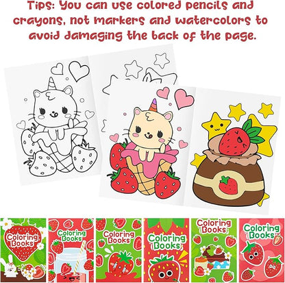 Strawberry DIY Coloring Books - 24-Pack Strawberry Coloring DIY Art Drawing Books Fruits Patterns Christmas Winter Xmas New Year Gifts Kids Birthday Sweet Party Favors Class Art Activity