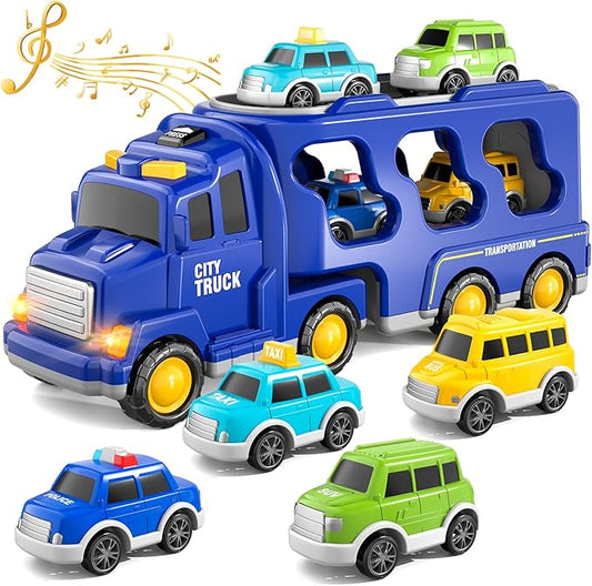 Bennol Toddler Trucks Toys for Boys Age 3-5, 5 in 1 City Car Truck for Toddlers Boys Girls 3 4 5 6 Years Old