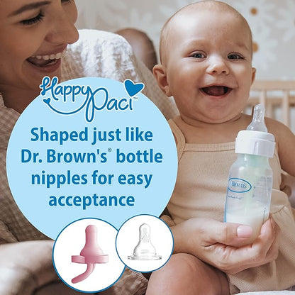Dr. Brown's HappyPaci 100% Silicone Baby Pacifier, Contoured One-Piece Design 0-6m, BPA-Free, 4 Pack