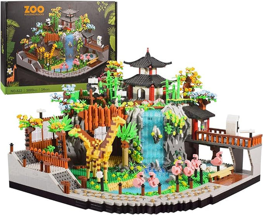 Zoo Building Model Set, 4800 Pcs Desert Zoo Micro Building Toys, Creative Zoological Park Building Model Set, Micro Particle Modular Building House Set, Gift for Adult and Kids (823)