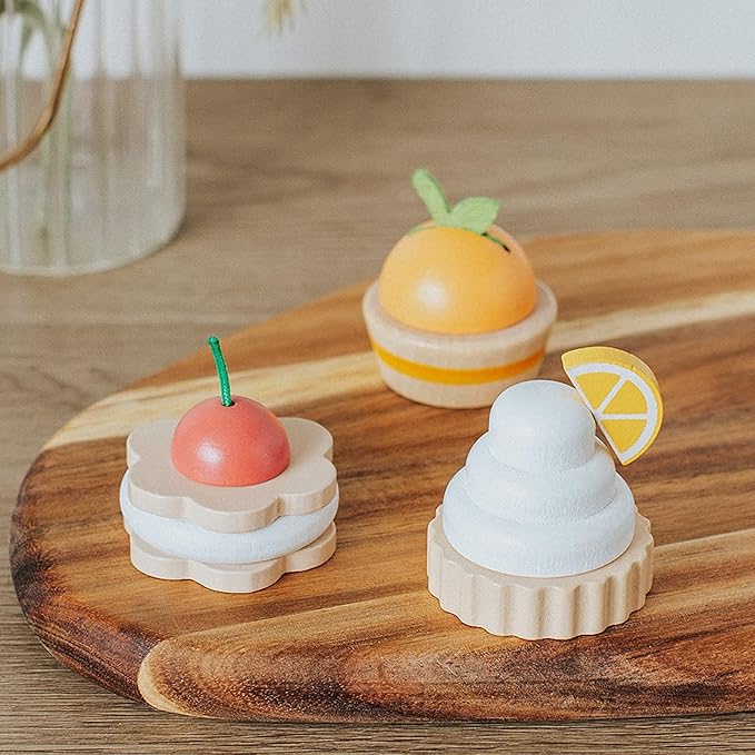 Wooden Tea Party Set for Little Girls Toys, Pretend Play Kids Tea Set for Toddlers Wood Toys, Wooden Play Food Kitchen Accessories Sets for Kid (Royal Tea)