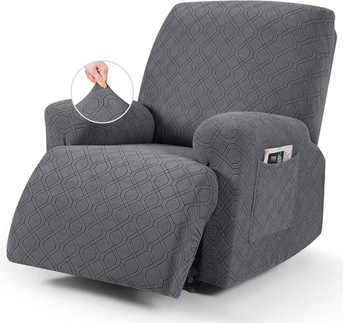 VANSOFY Recliner Chair Cover, 3-Pieces Stretch Recliner Covers for Recliner Chair Soft Reclining Chair Slipcover Furniture Protector for Dogs Cats(Dark Gray)