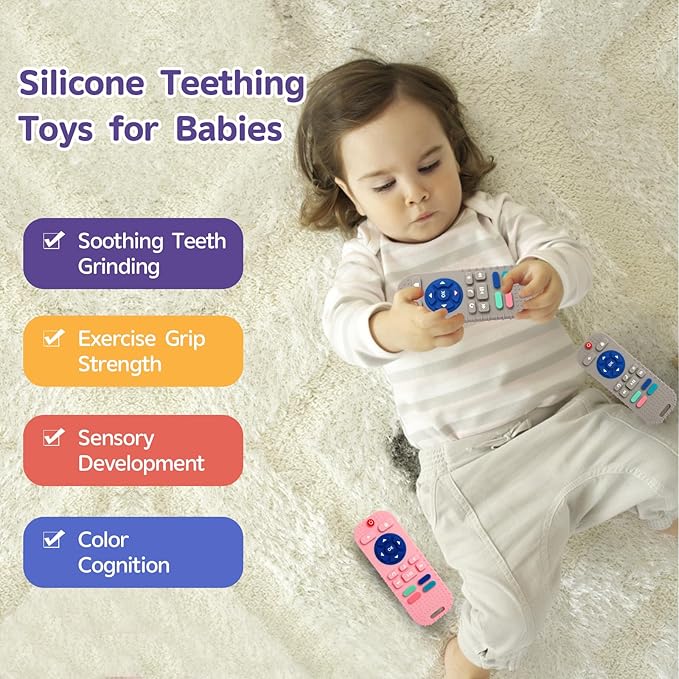 Hooku 2 Pack Silicone Teething Toys for Babies 0-6 Months, Teethers for Babies 6-12 Months