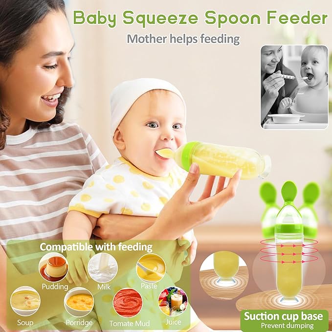 WAJIAYON Baby Fruit Feeder Pacifier - 12 Pack | 2 Baby Fruit Food Feeder Pacifier & 1 Baby Food Dispensing Spoon