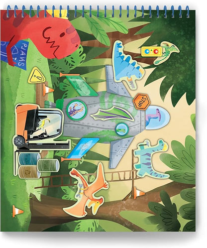 Sticker It Up! - Dinos Go to Space - Repositionable Stickers with 8 Backgrounds & Over 300 Stickers - Mess Free and Travel Friendly for Kids Ages 3 and Up
