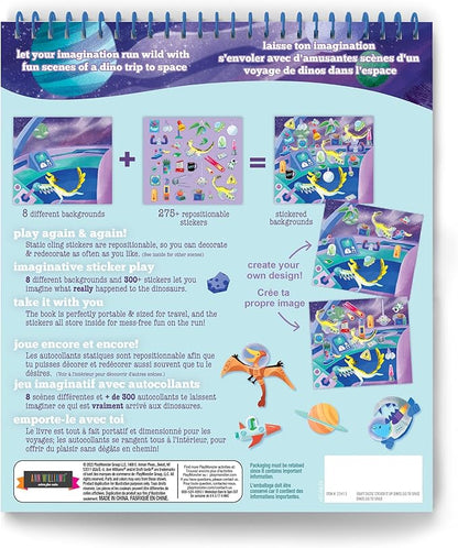 Sticker It Up! - Dinos Go to Space - Repositionable Stickers with 8 Backgrounds & Over 300 Stickers - Mess Free and Travel Friendly for Kids Ages 3 and Up