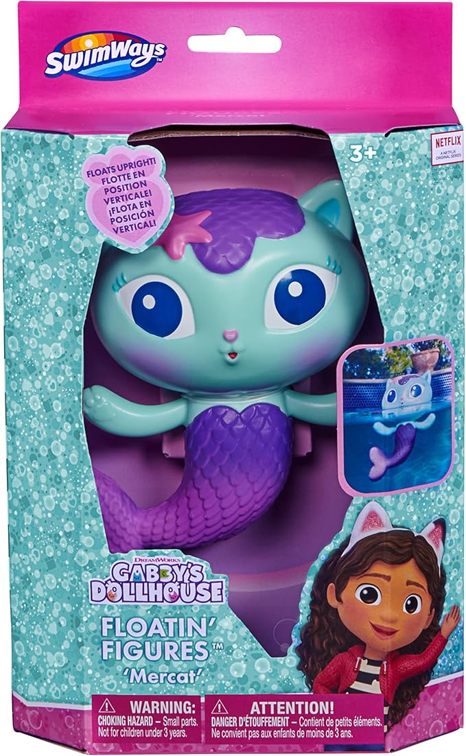 SwimWays Gabby’s Dollhouse Mercat Floatin' Figures, Swimming Pool Accessories & Kids Pool Toys, Gabby's Dollhouse Party Supplies & Water Toys for Kids Aged 3 & Up