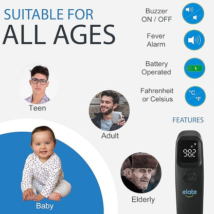 Elate Non-Contact Forehead Thermometer for Adults and Kids, No-Touch Digital Baby Thermometer for Infants/Newborns