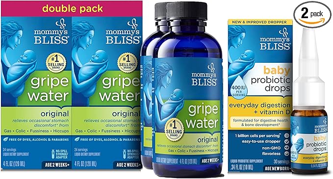 Mommy's Bliss Gripe Water Original 4 Fl Oz (Pack of 2) with 0.34 Fl 1)
