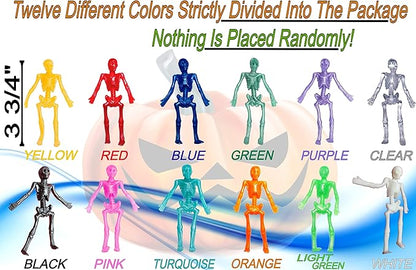 UpBrands 120 Stretchy Skeleton Toys, Party Favors for Kids, Bulk Set, 12 Colors, Kit for Easter Egg Basket Stuffers, Goodie Bags, Halloween Pinata Filler, Small Classroom Prizes