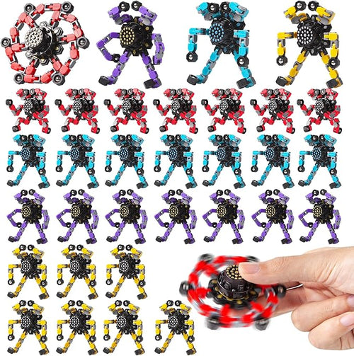 Transformable Fidget Spinners 32 Pcs for Kids and Adults Stress Relief Sensory Toys for Boys and Girls Fingertip Gyros for ADHD Autism for Kids Easter Basket Stuffers Gifts (Fingertoy-32pc)