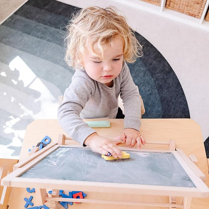 Table Top Easel for Kids - Tabletop Magnetic White Board - Toddler Art Chalkboard