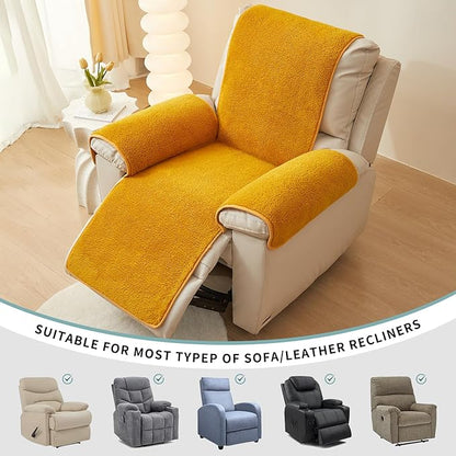 vctops Sherpa Fleece Recliner Chair Cover Super Soft Warm Plush Sofa Slipcover Furniture Protector Non Slip Washable Reclining Chair Cover for Kids, Pets (Yellow,22"x82")