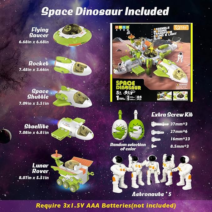 5-in-1 Space Toys & Dinosaur Toys Transforming Toys Set Gift 5+ Boys 11 Shapes