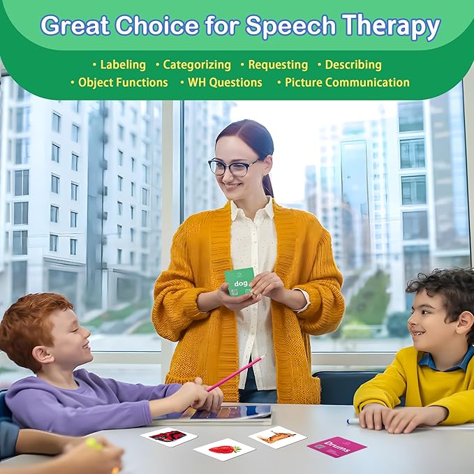 Noun Flash Cards for Toddlers, 50 Beginners-Level Durable Photo Flashcards, Speech Therapy Materials for Speech Delays, Great Teaching Tool for Fun Learning, Autism Flash Cards Non Verbal