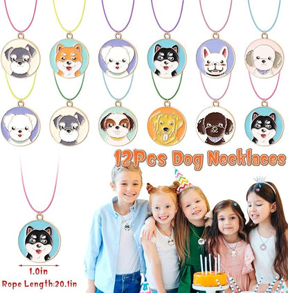 Winrayk 132Pcs Puppy Dog Party Favors Birthday Supplies Straws Dog Figures Necklace Paw Print Stamp Bubble Wand Bracelet Dog Paw Stickers Kids Boys Girls Puppy Party Favors Dog Birthday Party Supplies