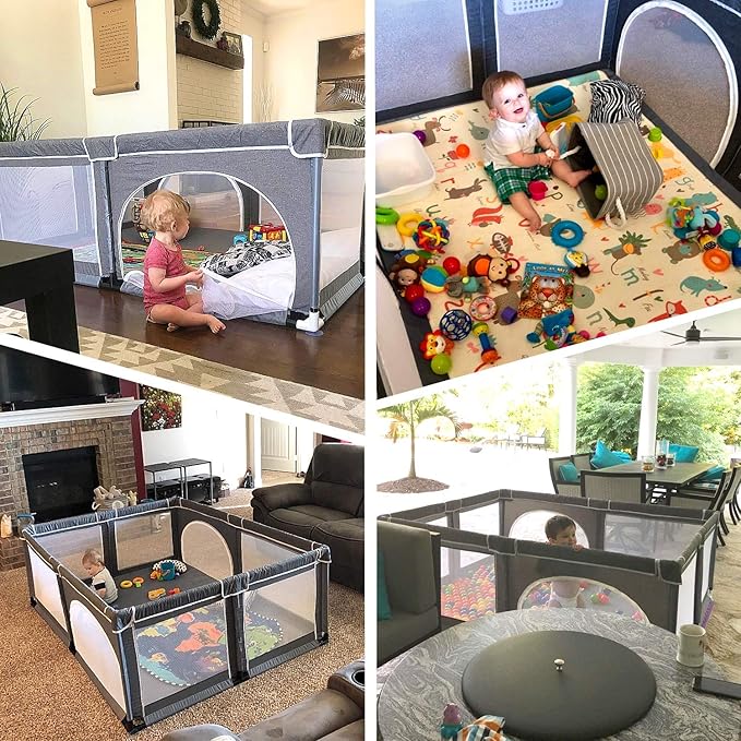 YOBEST Baby Playpen, 71"x59" Infant Playard with Gates, Sturdy Safety Playpen with Soft Breathable Mesh, Indoor & Outdoor Toddler Play Pen Activity Center for Babies, Kids, Toddlers
