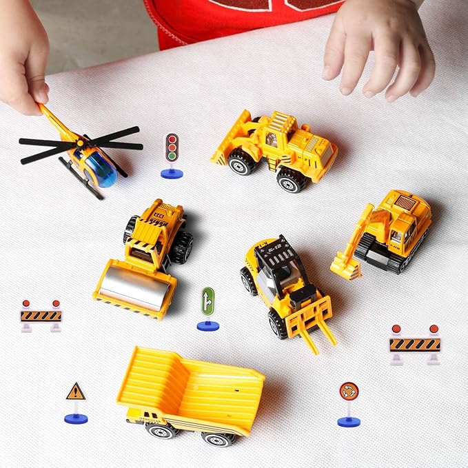 Childom Engineering Vehicle Toys Set Alloy Construction Big Forklift,Single Drum Roller