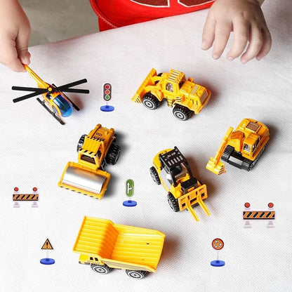 Childom Engineering Vehicle Toys Set Alloy Construction Big Forklift,Single Drum Roller