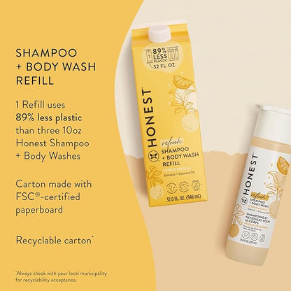 The Honest Company 2-in-1 Cleansing Shampoo + Body Wash Refill Carton | Gentle for Baby 32 fl