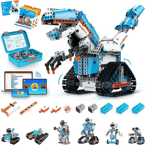 WhalesBot E7 Pro 12-in-1 STEM Coding Robot Kit for Kids 8-12, 637-Piece Building Set with Scratch Programming, Interactive Books & 3D APP Guidance – Ideal Educational Toy for Boys & Girls
