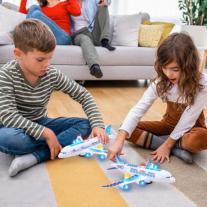 Airplane Toys for Toddlers 3-5, Kids Play Airplanes Aeroplane Musical Plane with Flashing Lights and Sounds 2 3 4-7 8 9 Birthday