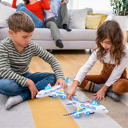 Airplane Toys for Toddlers 3-5, Kids Play Airplanes Aeroplane Musical Plane with Flashing Lights and Sounds 2 3 4-7 8 9 Birthday