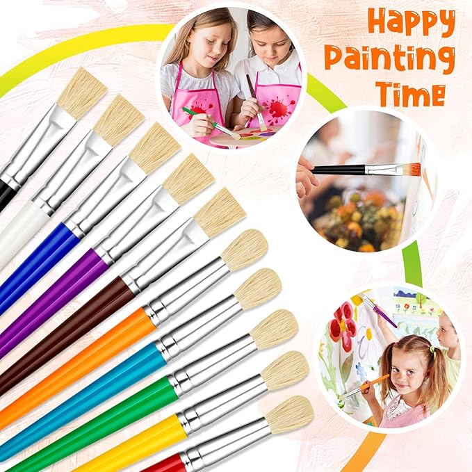 YGAOHF 30 Pcs Paint Brushes for Kids - Colorful Kids Paint Brushes Big Chubby Toddler Paint Brushes, Easy to Clean & Grip Round Flat Preschool Paint Brushes for Acrylic Washable Paint