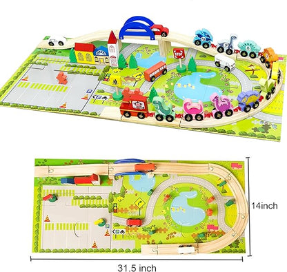 Wooden Train Tracks Set - 51Pcs Train Track Expansion Pack 3 4 5 6
