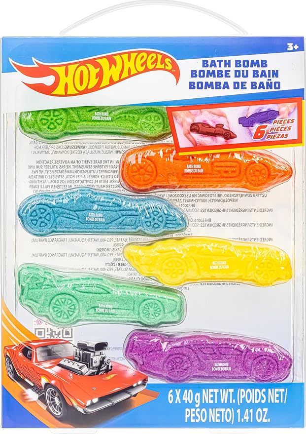 Hot Wheels 6 Piece Bath Bombs for Kids, Bubble Gum Scented 3+, by