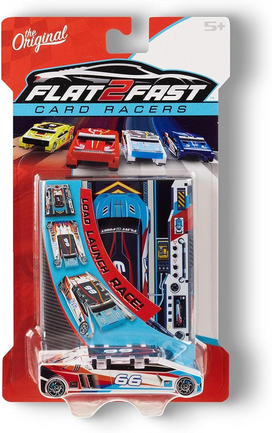 Sky Blue 66 Card Racer | Load, Launch, Race - Pocket-Sized Racecar Toy Ages 5 and up (Sold Each)