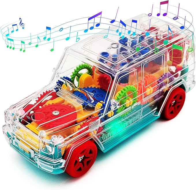 Tipmant Electric Car Toy Electronic Off Road Vehicle Auto Driving, Transparent Gears