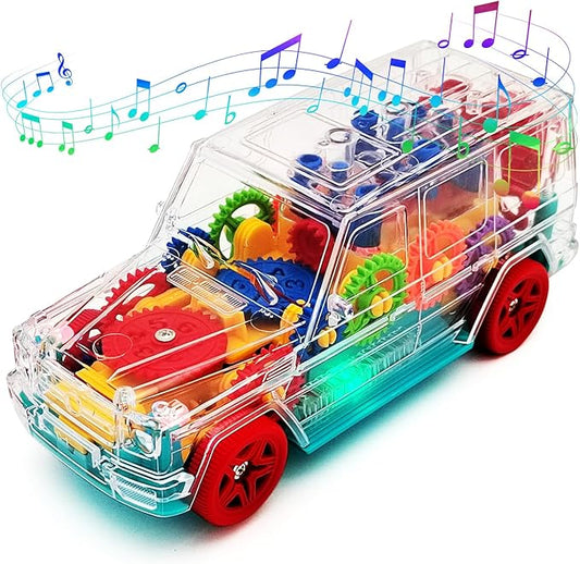 Tipmant Electric Car Toy Electronic Off Road Vehicle Auto Driving, Transparent Gears