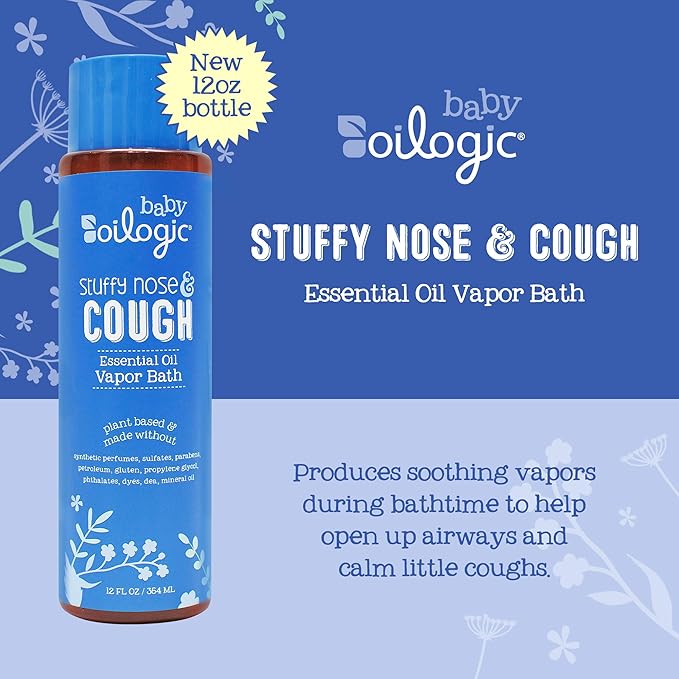 Oilogic Stuffy Nose and Cough Vapor Bath Relief for Babies & Toddlers, Essential Oil Breathe Blend - Naturally Soothes with 100% Pure Lavandin 354ml (12