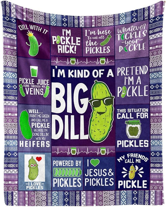Pickle Blanket for Boys Girls, Cute Pickle Themed Design Printed Throw Blankets for Kids Lap, Chair, Warm Soft Cozy Blanket, 30"x 40"