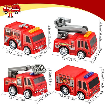 36 Pcs 4 Styles Mini Pullback Fire Truck Toy Small