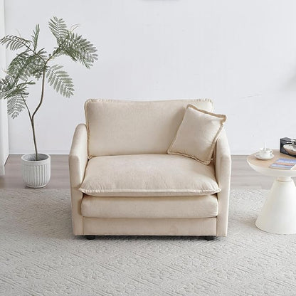 Chenille Oversized Accent Chair - 41.4”W Big Comfy Modular Cloud Chair, Cozy Armchair for Living Room, Bedroom, Kids Room, Family Room, Reading Nook, Warm Beige