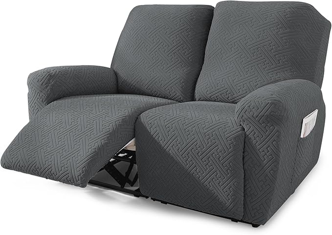 NORTHERN BROTHERS Recliner Chair Covers, Loveseat Chair Covers, Covers for Reclining Chairs, Recliner Couch Cover 2 Seat, Dark Gray