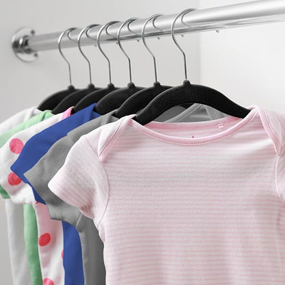 Casafield 50 Velvet Baby Hangers - 11" Size for Infant & Toddler Clothes - Black