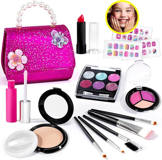 ULOVEME Kids Real Makeup Kit for Little Girls - Real, Non Toxic, Washable Make Up Toy - Toys Gift for 3 4 5 6 7 8 9 10 12 Years Old Girls Birthday