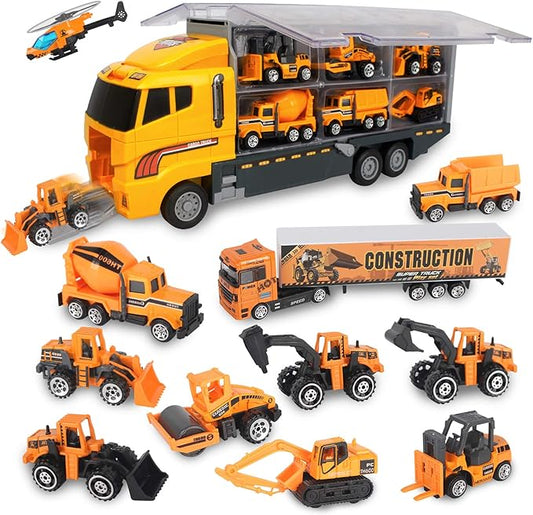 Jenilily Construction Toys Truck Die-cast Vehicle Transporter Car Set Excavator 3 4 5 Years