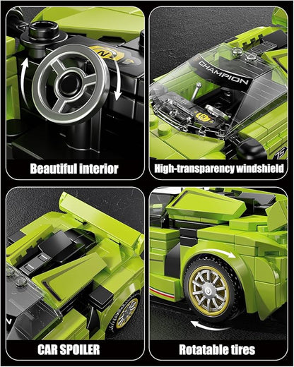 TYCOLE Super Sports Car Building Block Set with Display Case,Speed Race Car Building Kits Construction Toy,Collectible Car Model,Christmas Birthday Gift for Adults and Kids 6 and up(323pcs)