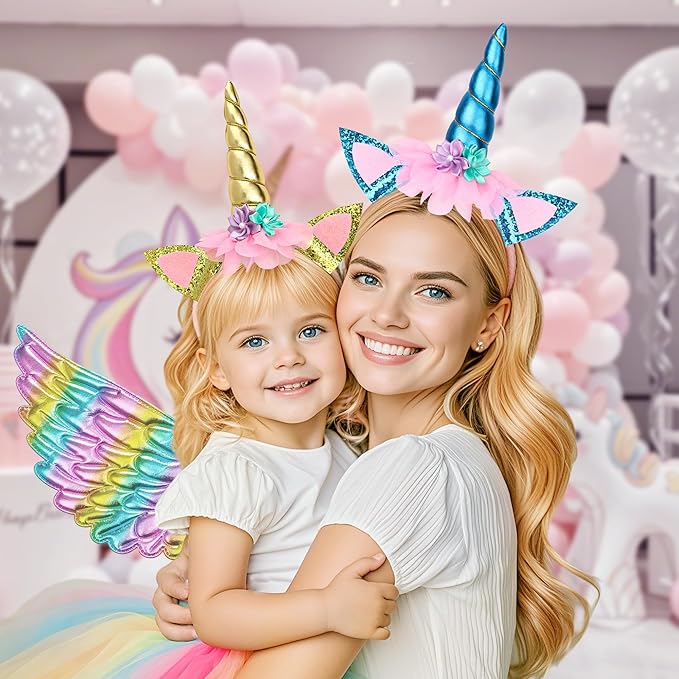 Winrayk Unicorn Party Favors Birthday Supplies for Girls Unicorn Wing Headband Bracelet Kids Unicorn Costume Halloween Princess Dress Up Gift Goodie Bag Stuffers Unicorn Birthday Party Favors Supplies