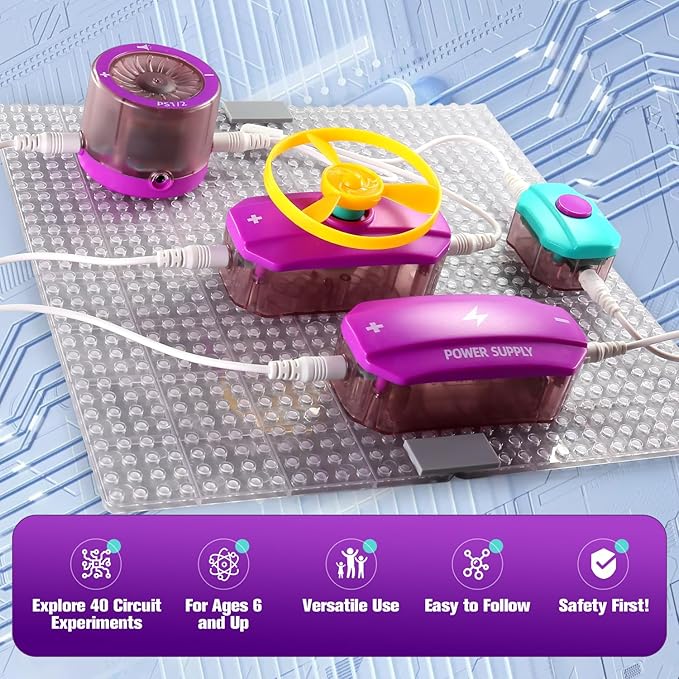 BATURU Stem Circuits Kits for Kids, Science Kits for Kids Age 8-12 5-7 4-8, 40 Electronics Exploration Kit, STEM Gifts Toys for Teenage Boys Girls